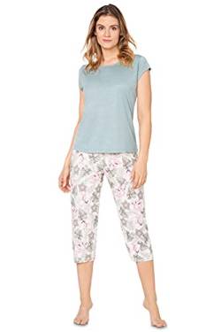 e.FEMME® Damen Pyjama Hausanzug Sylvia 905 aus Viskose, Jadeit/Dschungel 42 von e.FEMME