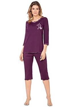 e.FEMME® Damen Schlafanzug 259 aus Baumwolle und Modal (Aubergine, 36) von e.FEMME