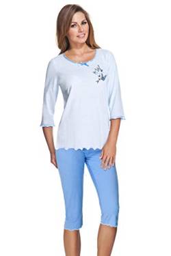 e.FEMME® Damen Schlafanzug 259 aus Baumwolle und Modal (Blau, 42) von e.FEMME