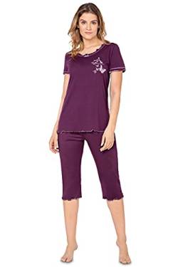 e.FEMME® Damen Schlafanzug Celina 806 aus Baumwolle und Modal (Aubergine, 46) von e.FEMME