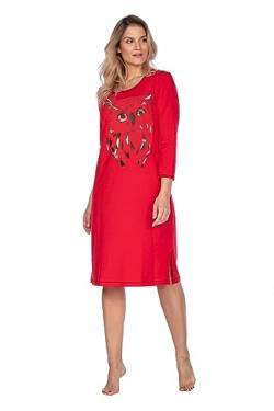e.Femme® Damen Nachthemd Jenny 1113 aus 93% Baumwolle und 7% Elasthan, Rot, 50 von e.Femme