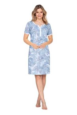 e.Femme® Damen Nachthemd Martha 1088 aus 50% Modal, 50% Baumwolle, Blau/Druck 48 von e.Femme