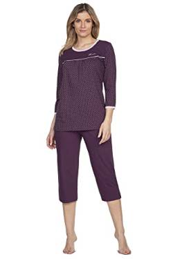 e.Femme® Damen Pyjama Dolly 2306 aus 100% Baumwolle, Aubergine 48 von e.Femme