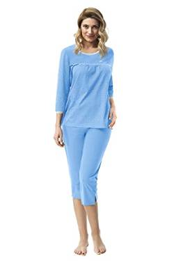 e.Femme® Damen Pyjama Dolly 2306 aus 100% Baumwolle, Blau 38 von e.Femme