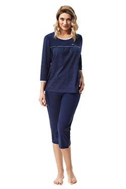 e.Femme® Damen Pyjama Dolly 2306 aus 100% Baumwolle, Marine 48 von e.Femme