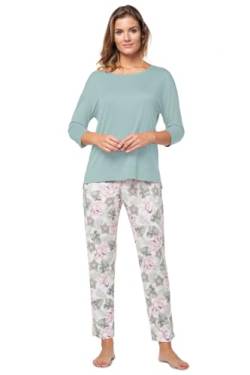 e.Femme® Damen Pyjama Hausanzug Sylvia 903 aus Viskose, Jadeit/Dschungel 36 von e.Femme