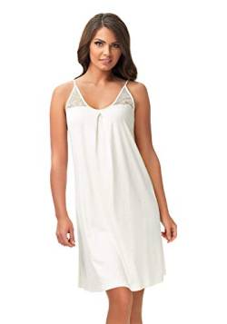 e.Femme Damen Nachthemd Negligee Lena II 896 aus Baumwolle und Lenzing® Modal, Ecru 38 von e.Femme