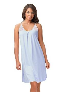 e.Femme Damen Nachthemd Negligee Lena II 896 aus Baumwolle und Lenzing® Modal, Hellblau 38 von e.Femme