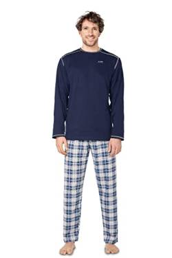 e.VIP® Herren Pyjama Carl L 962 aus 100% Baumwolle, Marine/Grau M von e.VIP