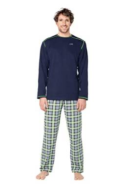 e.VIP® Herren Pyjama Carl L 962 aus 100% Baumwolle, Marine/Grün XL von e.VIP