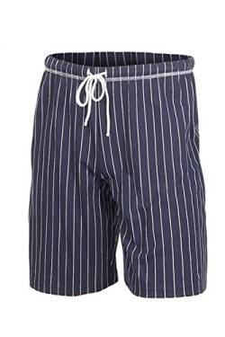 e.VIP® Herren Schlafanzughose Kurz Jim S 716 Pyjama Hose Shorts Nachtwäsche aus Reiner Weicher Baumwolle, in Farbe Marine, in Größe XXL von e.VIP