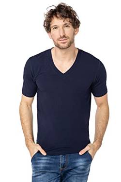 e.VIP Herren V-Shirt Business Unterhemd Hemdchen Marco 15505 aus Baumwolle + Modal, Marine XL von e.VIP