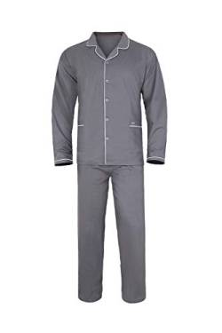 e.VIP Herren Zweiteiliger Pyjama Oswald 450 Schlafanzug Lang Knopfleiste Baumwolle/Lenzing® Modal- Grau- XL von e.VIP