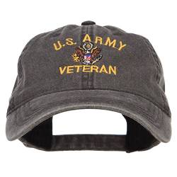 e4Hats.com US Army Veteran Military Embroidered Washed Cap - Black OSFM von e4Hats.com