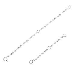 eMagTech 2 Stücke Halskette Verlängerungskette S925 Sterling Silber Kette Verlängerung Zubehör für DIY Schmuckherstellung Halskette Armband Silber von eMagTech