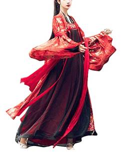 Damen Hanfu Antikes Kostüm Fee und Elegantes Rotes Langes Kleid Im Chinesischen Stil Mit Weiten Ärmeln Voller Rock Kleider von each women