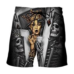 each women Herren Badeshorts Herren Totenkopf Gedruckt Kurz Sommer Strand Lässig Kurze Schädel 3D Druck Kordelzug Badehose von each women