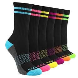 Eallco Damen Crew Socken Athletic Calf Arbeit Socken Laufen Lange gepolsterte Sohle Socken 6 Paar, 6 Paar schwarz, Einheitsgröße von eallco