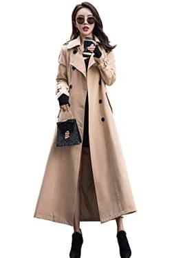 ebossy Damen Zweireihiger Trenchcoat Slim Full Length Maxi Long Overcoat, khaki, X-Large von ebossy