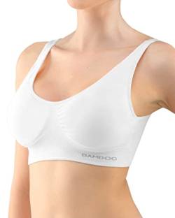 ecoBAMBOO Bustier Damen Top aus Bambus, Gepolsterter Sport BH Damen Ohne Bügel, mit leichtem Halt, für Yoga & Alltag (M-L, Weiß) von ecoBAMBOO