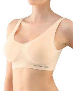 ecoBAMBOO Bustier Damen Top aus Bambus, Gepolsterter Sport BH Damen Ohne Bügel, mit leichtem Halt, für Yoga & Alltag (XL-XXL, Beige 1) von ecoBAMBOO