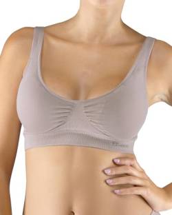 ecoBAMBOO Bustier Damen Top aus Bambus, Gepolsterter Sport BH Damen Ohne Bügel, mit leichtem Halt, für Yoga & Alltag (XL-XXL, Beige 2) von ecoBAMBOO