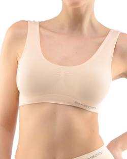 ecoBAMBOO Bustier Top Damen aus Bambus, BH Damen ohne Bügel, mit Breiten Trägern, mit leichtem Halt (Beige, XL-XXL) von ecoBAMBOO