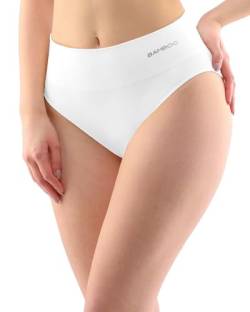 ecoBAMBOO Damen Unterhosen Hohe Taille aus Bambus Unterwäsche für Sport & Alltag (Weiß, M-L) von ecoBAMBOO