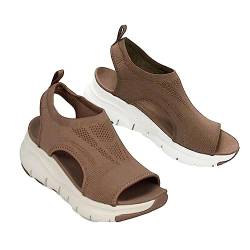 Sommer waschbare Slingback Orthopädische Slide Sport Sandalen, Orthopädische Slide Sport Sandalen, Super bequeme Sport Strick Sandalen, Mesh Weiche Sohle Casual Damenschuhe (35,brown) von edanel