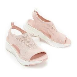 Sommer waschbare Slingback Orthopädische Slide Sport Sandalen, Orthopädische Slide Sport Sandalen, Super bequeme Sport Strick Sandalen, Mesh Weiche Sohle Casual Damenschuhe (35,pink) von edanel