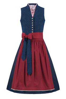 Midi Dirndl 65cm dunkelblau dunkelrot Ela 004458 von edelheiss