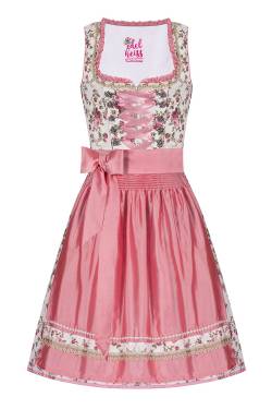 Mini Dirndl 55cm creme geblümt rosa Linda 006923 von edelheiss