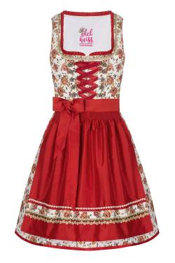 Mini Dirndl 55cm creme geblümt rot Linda 006924 von edelheiss