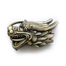 eeddoo® Gürtelschnalle - Flying Dragon - Drache antik (Buckle für Wechselgürtel für Damen und Herren| Belt Frauen Männer Oldschool Rockabilly Metall Gothic Wave Rock Biker Western Trucker Casino Skull von eeddoo