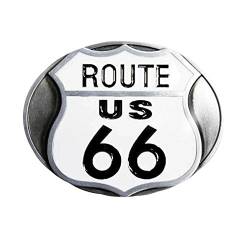 eeddoo® Gürtelschnalle - Route 66 (Buckle für Wechselgürtel für Damen und Herren | Belt Frauen Männer Oldschool Rockabilly Metall Gothic Wave Rock Biker Western Trucker Casino Skull) von eeddoo