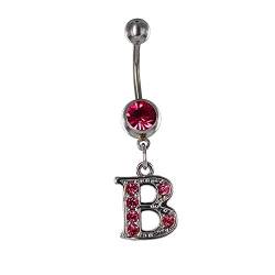 eeddoo Bauchnabel-Piercing Banane Buchstaben Kristalle Silber Edelstahl B von eeddoo