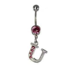 eeddoo Bauchnabel-Piercing Banane Buchstaben Kristalle Silber Edelstahl U von eeddoo