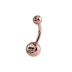 eeddoo Bauchnabel-Piercing Banane Doppelkristall Rosegold Edelstahl 10 Pfirsich von eeddoo