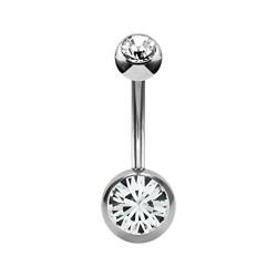 eeddoo Bauchnabel-Piercing Banane Doppelkristall Silber Titan 1,6 mm - 10 mm Kristallklar von eeddoo