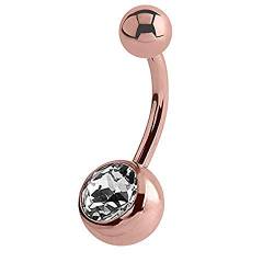 eeddoo Bauchnabel-Piercing Banane Kristall Rosegold Edelstahl 6mm Kristallklar von eeddoo