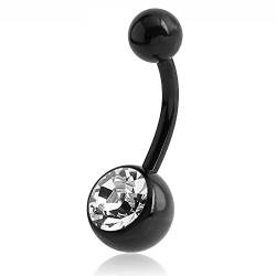 eeddoo Bauchnabel-Piercing Banane Kristall Schwarz Titan Dunkelblau 8 mm von eeddoo