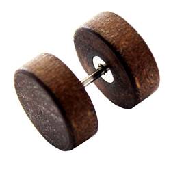 eeddoo Ohrstecker Fake-Plug Braun Ahorn-Holz 10 mm von eeddoo