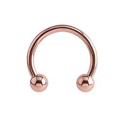 eeddoo Piercing Hufeisen Septum Rosegold Edelstahl Stärke: 1,6 mm Durchmesser: 8 mm 5 mm von eeddoo