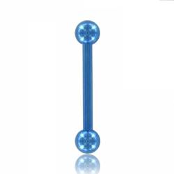 eeddoo Piercing Stab Barbell Blau Titan Stärke: 1,2 mm Länge: 6 mm 3 mm von eeddoo