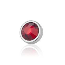eeddoo Piercingkugel Klemmkugel mit Stein flach Silber Titan RD - Red/Rot 4 mm von eeddoo