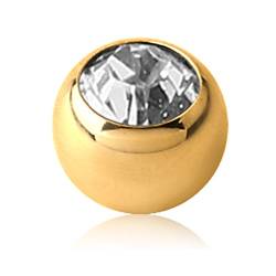 eeddoo Piercingkugel Kristall Gold Edelstahl Gewinde: 1,6 mm Light Amethyst 6 mm von eeddoo
