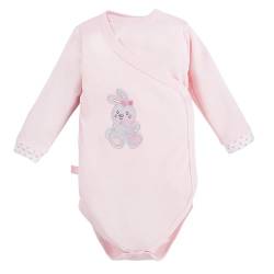 eevi, Newborn Body, Kinder-Body mit langen Ärmeln, Größe 46-62, aus weichem und angenehm anzufassendem 100% Baumwollstoff komfortabel, rosa, 56 von eevi