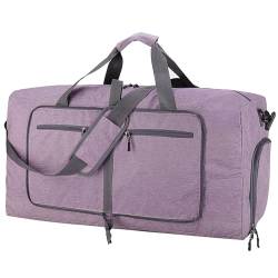 ehsbuy 60L Faltbare Reisetasche für Männer Frauen Große Reisetasche Wasserdicht Übernachtung Wochenende Taschen für Fitnessstudio Gepäck, Hanf Lila, (60L) UK von ehsbuy