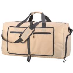 ehsbuy 60L Faltbare Reisetasche für Männer Frauen Große Reisetasche Wasserdicht Übernachtung Wochenende Taschen für Fitnessstudio Gepäck, khaki, (60L) UK von ehsbuy