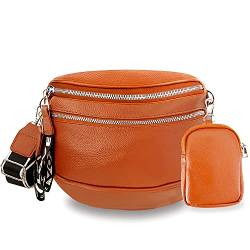 ehsbuy Breiter Gurt Crossbody Bag Damen Vegan Leder Bauchtasche Gürteltasche Kleine Umhängetasche Reißverschluss Brusttasche Taschen mit Münze Geldbeutel und Abnehmbar Schultergurt von ehsbuy